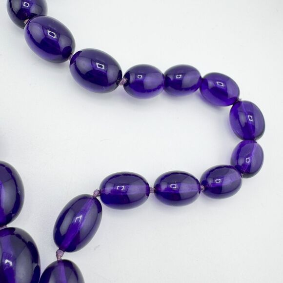 Vintage Signed Japan Purple Lucite Bead Necklace 1960s Retro Mod Statement - Picture 6 of 12